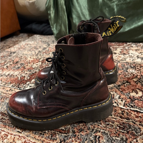 Dr. Martens Dark Red Leather Lace-Up Boots - Picture 3 of 10